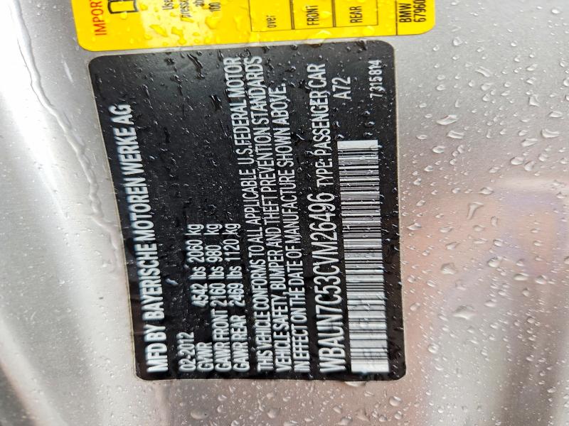 56322886 :رقم المزاد ، WBAUN7C53CVM26496 vin ، 2012 Bmw 135 مزاد بيع