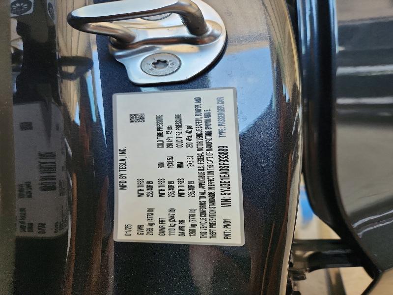 57958306 :رقم المزاد ، 5YJ3E1EA0SF933889 vin ، 2025 Tesla Model 3 مزاد بيع