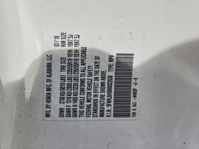 Aukcja sprzedaży 2019 Honda Odyssey, vin: 5FNRL6H98KB022630, numer aukcji: 58460216