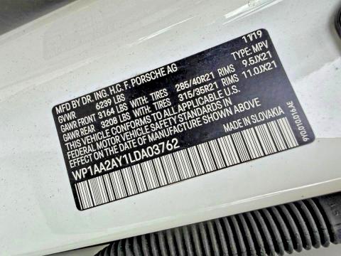 Aukcja sprzedaży 2020 Porsche Cayenne, vin: WP1AA2AY1LDA03762, numer aukcji: 73342585