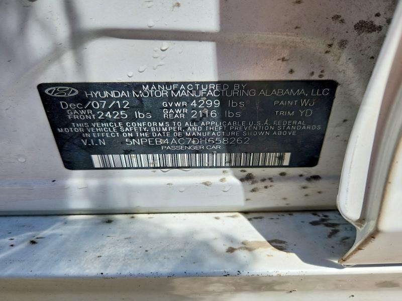 Продажа на аукционе авто 2013 Hyundai Sonata, vin: 5NPEB4AC7DH658262, номер лота: 56402396