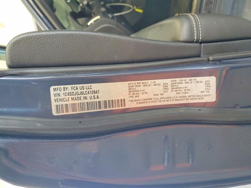 Продажа на аукционе авто 2020 Dodge Durango, vin: 1C4SDJGJ6LC412847, номер лота: 56677056