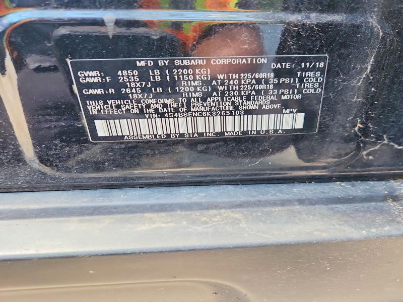 58430906 :رقم المزاد ، 4S4BSENC6K3265103 vin ، 2019 Subaru Outback مزاد بيع