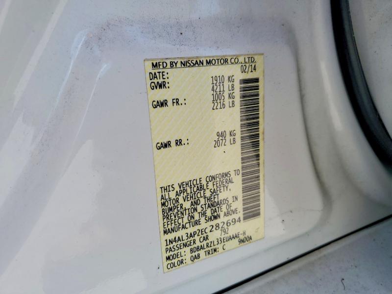 Продажа на аукционе авто 2014 Nissan Altima, vin: 1N4AL3AP2EC282694, номер лота: 57696196