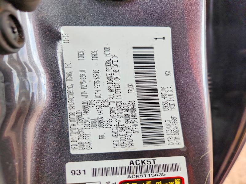 56526306 :رقم المزاد ، 5TFHY5F14KX804093 vin ، 2019 Toyota Tundra مزاد بيع