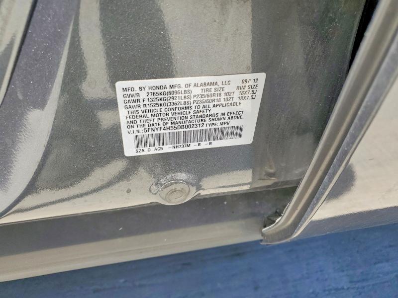 Продажа на аукционе авто 2013 Honda Pilot, vin: 5FNYF4H55DB002312, номер лота: 58420856