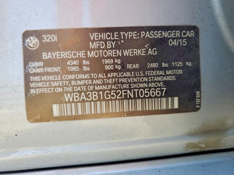 Aukcja sprzedaży 2015 Bmw 320, vin: WBA3B1G52FNT05667, numer aukcji: 56759846