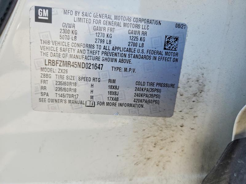 Продаж на аукціоні авто 2022 Buick Envision, vin: LRBFZMR45ND021647, номер лоту: 57204986