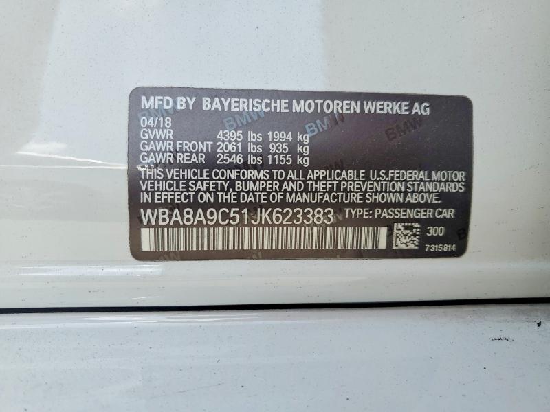 55479026 :رقم المزاد ، WBA8A9C51JK623383 vin ، 2018 Bmw 320 مزاد بيع