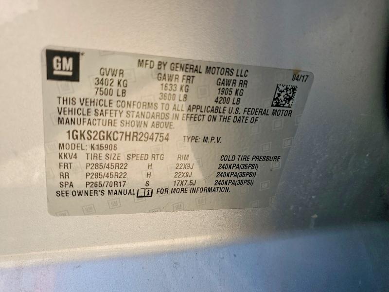 Продажа на аукционе авто 2017 Gmc Yukon Xl, vin: 1GKS2GKC7HR294754, номер лота: 57010466