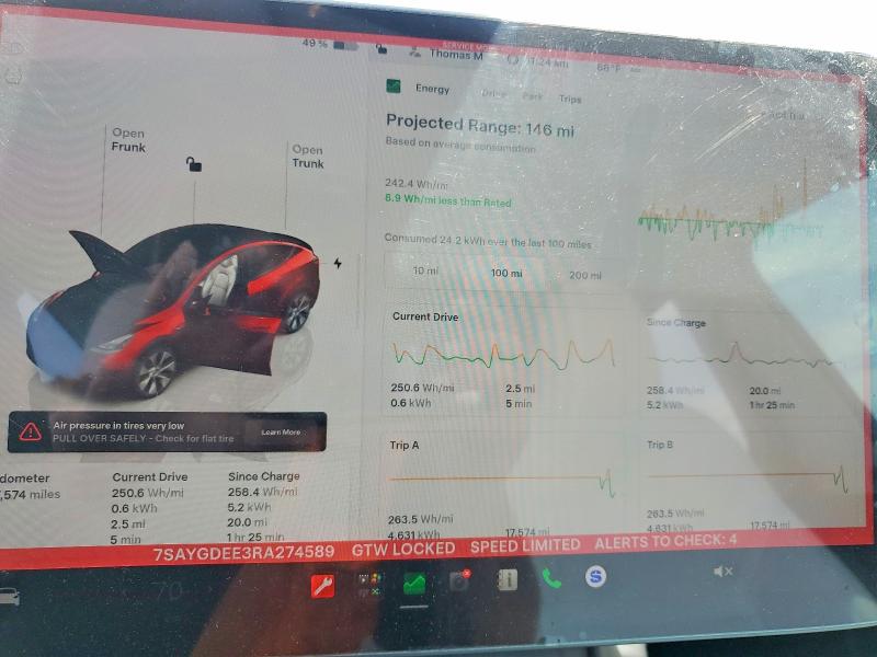 Продаж на аукціоні авто 2024 Tesla Model Y, vin: 7SAYGDEE3RA274589, номер лоту: 56125996