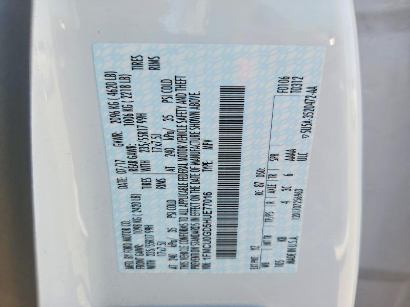Продаж на аукціоні авто 2017 Ford Escape, vin: 1FMCU0GD5HUE77016, номер лоту: 56301416