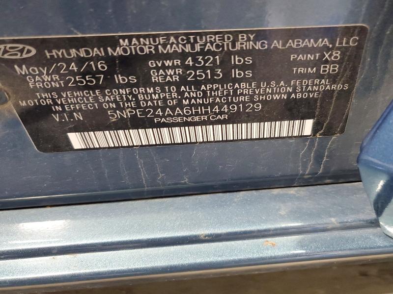 Продажа на аукционе авто 2017 Hyundai Sonata, vin: 5NPE24AA6HH449129, номер лота: 57193496