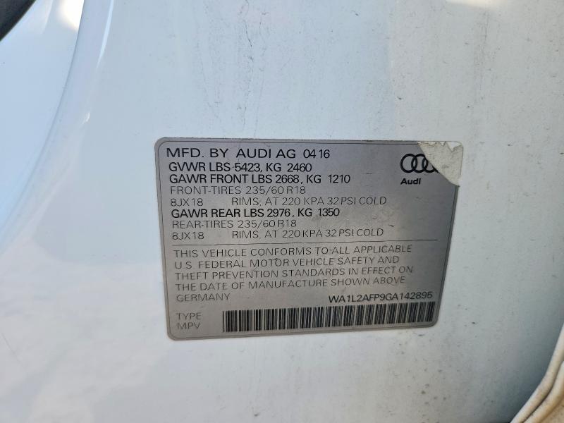 Продажа на аукционе авто 2016 Audi Q5, vin: WA1L2AFP9GA142895, номер лота: 57059086
