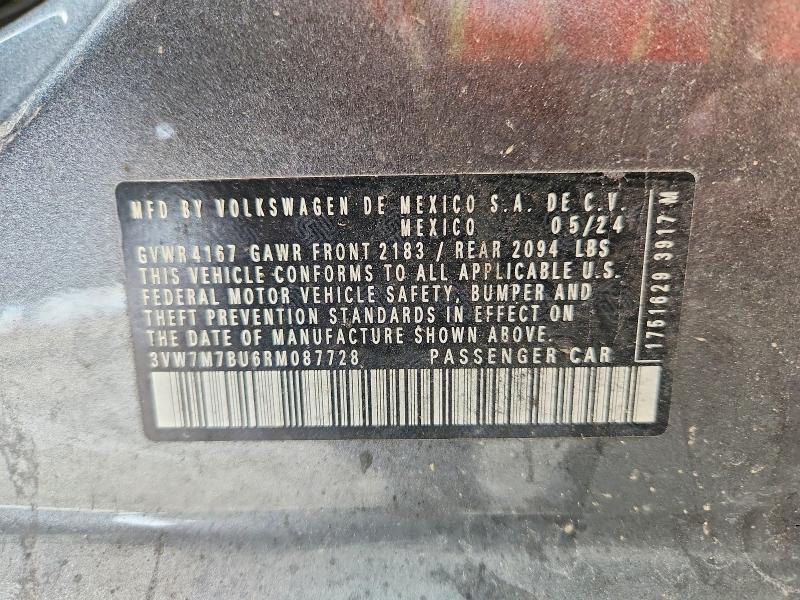 54625446 :رقم المزاد ، 3VW7M7BU6RM087728 vin ، 2024 Volkswagen Jetta مزاد بيع