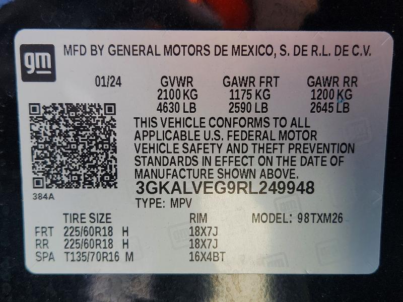 Aukcja sprzedaży 2024 Gmc Terrain, vin: 3GKALVEG9RL249948, numer aukcji: 56391856
