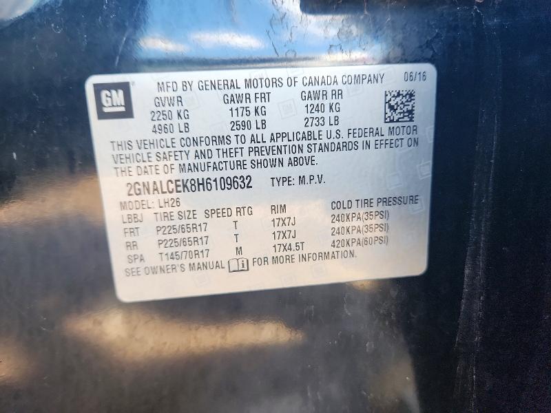 Продаж на аукціоні авто 2017 Chevrolet Equinox, vin: 2GNALCEK8H6109632, номер лоту: 56979316