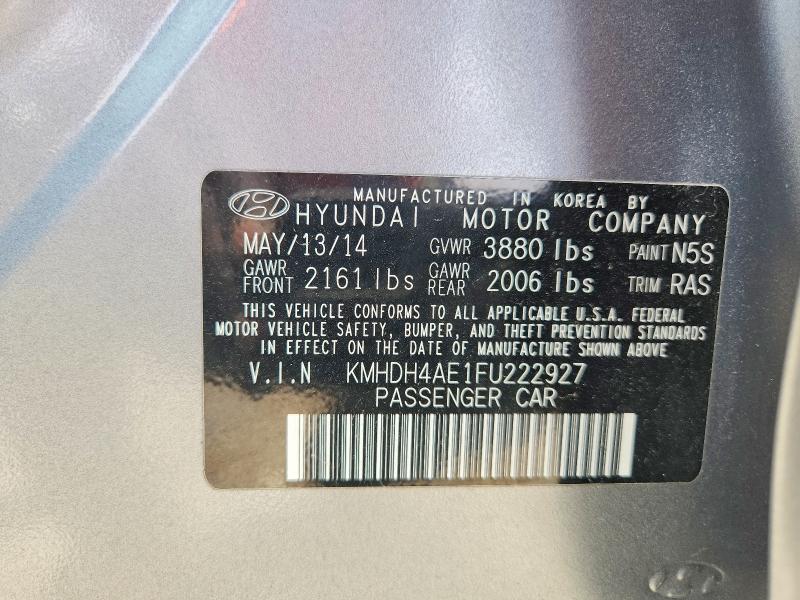 Aukcja sprzedaży 2015 Hyundai Elantra, vin: KMHDH4AE1FU222927, numer aukcji: 54682576