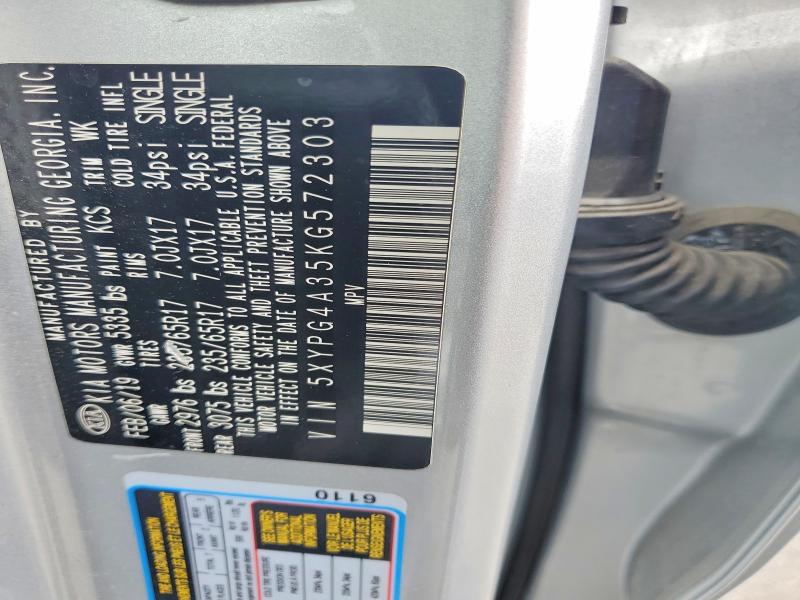 Продаж на аукціоні авто 2019 Kia Sorento, vin: 5XYPG4A35KG572303, номер лоту: 58124576