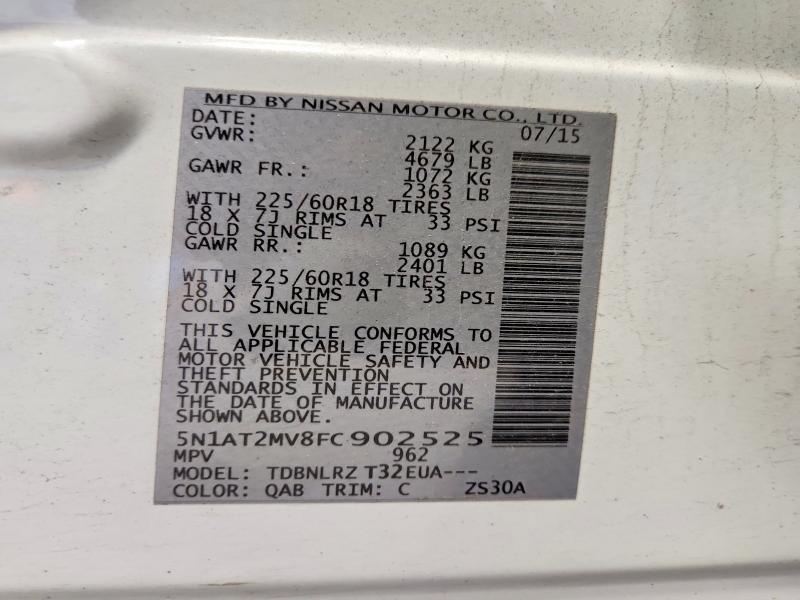 Aukcja sprzedaży 2015 Nissan Rogue, vin: 5N1AT2MV8FC902525, numer aukcji: 55716296