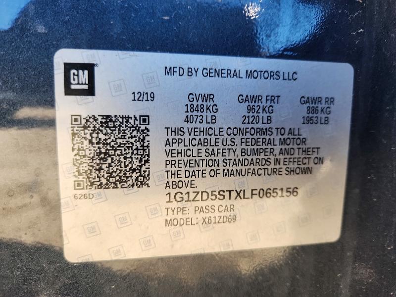 57016626 :رقم المزاد ، 1G1ZD5STXLF065156 vin ، 2020 Chevrolet Malibu مزاد بيع