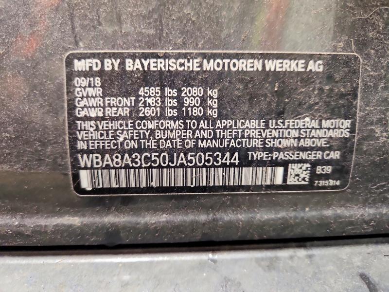 55434036 :رقم المزاد ، WBA8A3C50JA505344 vin ، 2018 Bmw 320 مزاد بيع