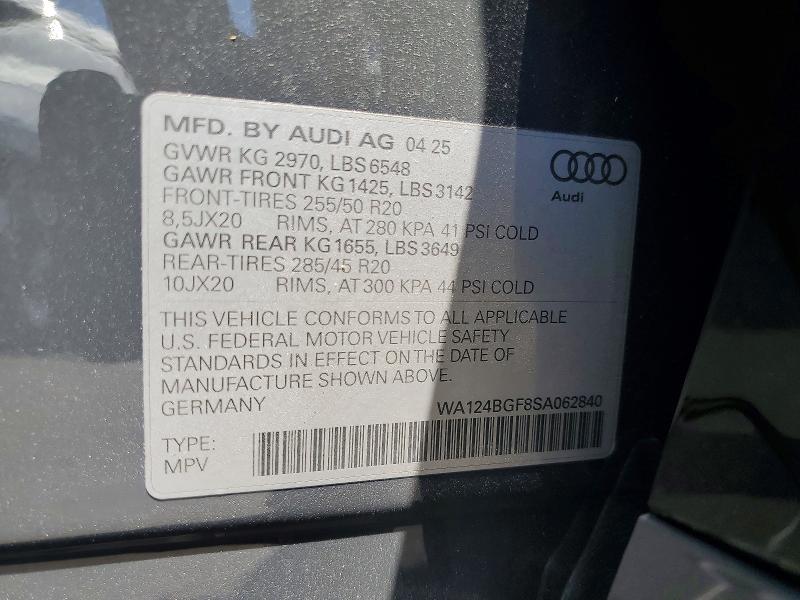 Aukcja sprzedaży 2025 Audi Q6 E-tron, vin: WA124BGF8SA062840, numer aukcji: 57073646