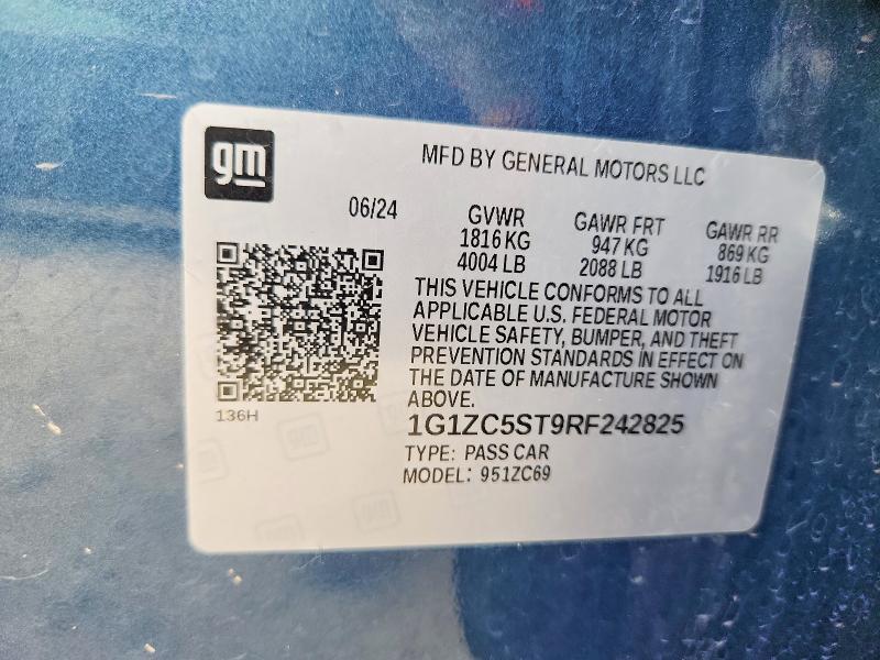 2024 Chevrolet Malibu მანქანა იყიდება აუქციონზე, vin: 1G1ZC5ST9RF242825, აუქციონის ნომერი: 56463616