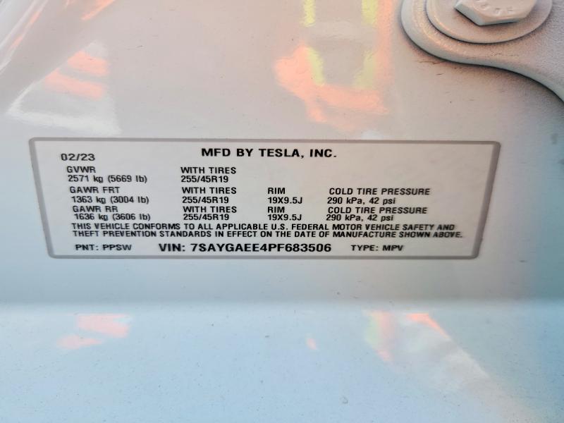 2023 Tesla Model Y მანქანა იყიდება აუქციონზე, vin: 7SAYGAEE4PF683506, აუქციონის ნომერი: 58794586