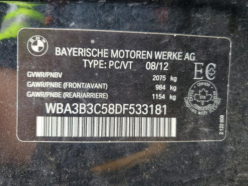 55817316 :رقم المزاد ، WBA3B3C58DF533181 vin ، 2013 Bmw 328 مزاد بيع
