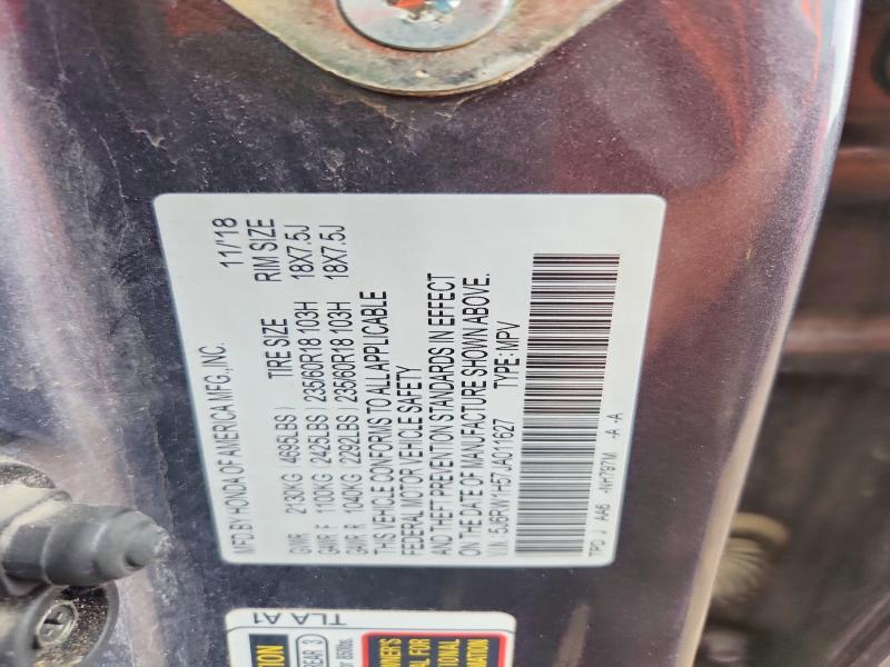 57630686 :رقم المزاد ، 5J6RW1H57JA011627 vin ، 2018 Honda Cr-v مزاد بيع