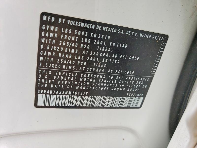 Aukcja sprzedaży 2022 Volkswagen Tiguan, vin: 3VV4B7AX3NM164378, numer aukcji: 57933936
