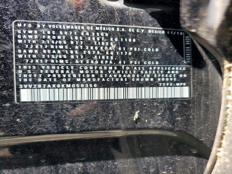 57642136 :رقم المزاد ، 3VV2B7AX8KM056356 vin ، 2019 Volkswagen Tiguan مزاد بيع