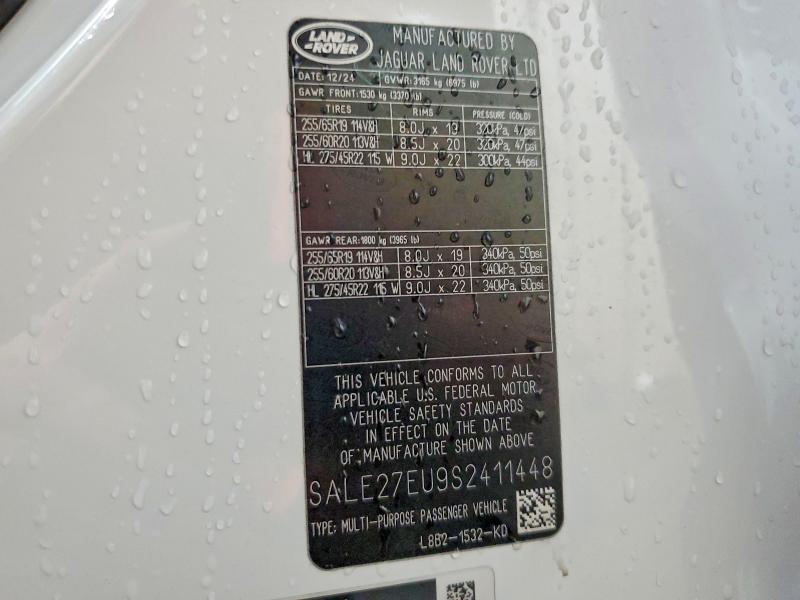 57874916 :رقم المزاد ، SALE27EU9S2411448 vin ، 2025 Land Rover Defender مزاد بيع