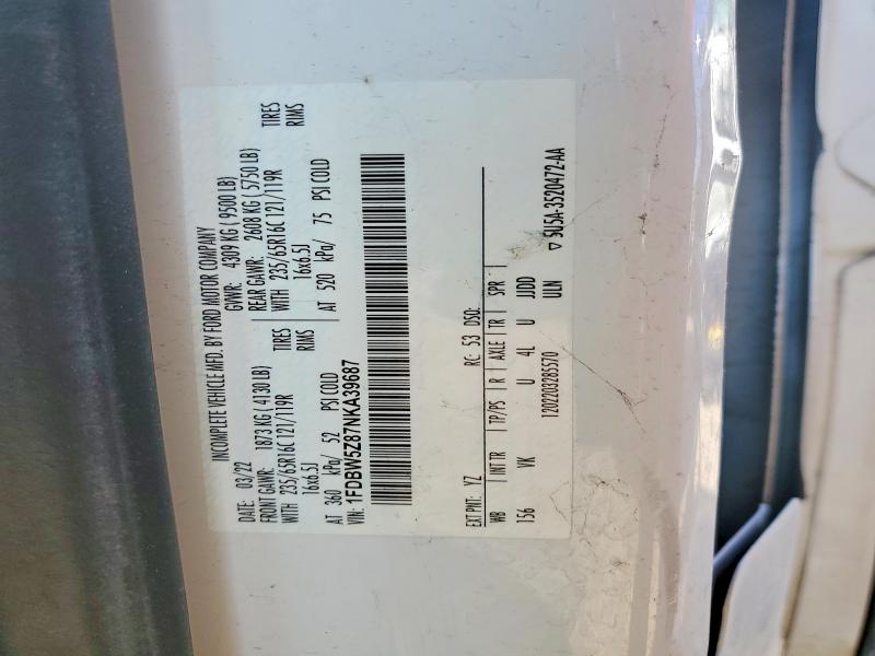 57970846 :رقم المزاد ، 1FDBW5Z87NKA39687 vin ، 2022 Ford Transit مزاد بيع