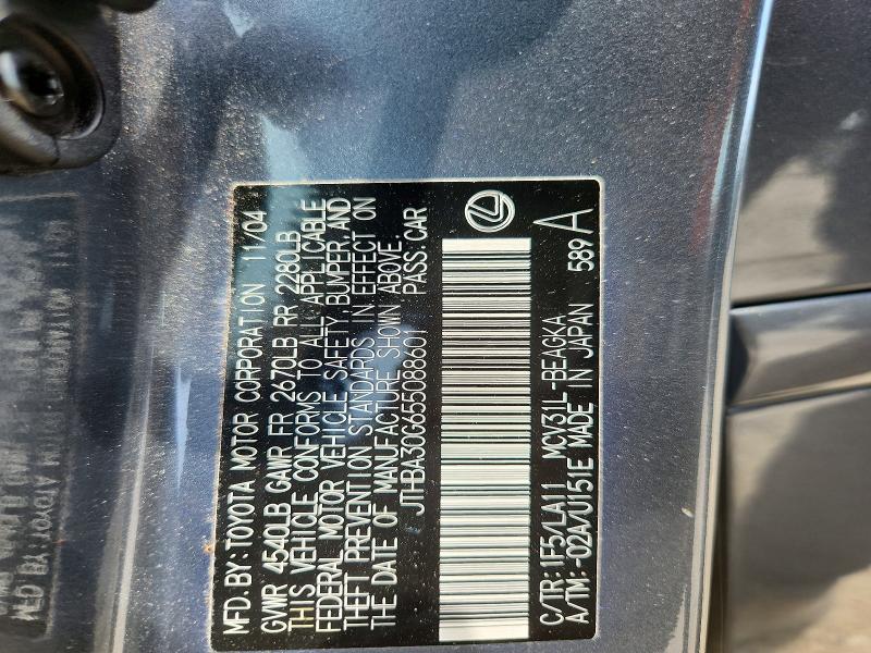 Aukcja sprzedaży 2005 Lexus Es, vin: JTHBA30G655088601, numer aukcji: 56134096
