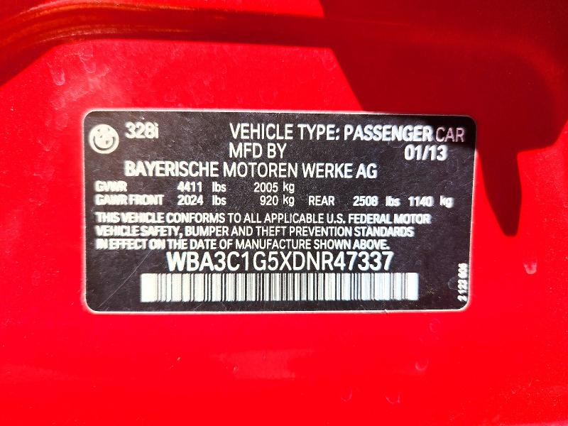Продаж на аукціоні авто 2013 Bmw 328, vin: WBA3C1G5XDNR47337, номер лоту: 54889406