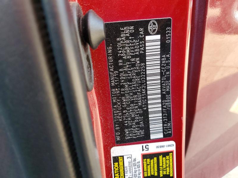 Продажа на аукционе авто 2020 Toyota Camry, vin: 4T1C11AK2LU322258, номер лота: 55506706