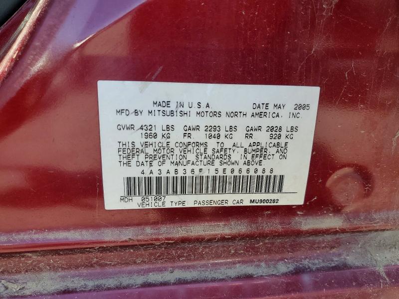 Продаж на аукціоні авто 2005 Mitsubishi Galant, vin: 4A3AB36F15E066088, номер лоту: 55819436
