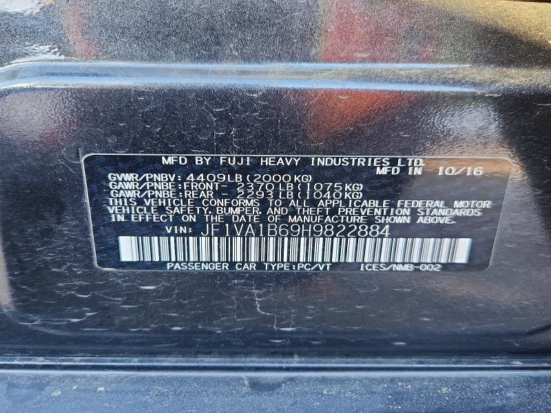 57053266 :رقم المزاد ، JF1VA1B69H9822884 vin ، 2017 Subaru Wrx مزاد بيع