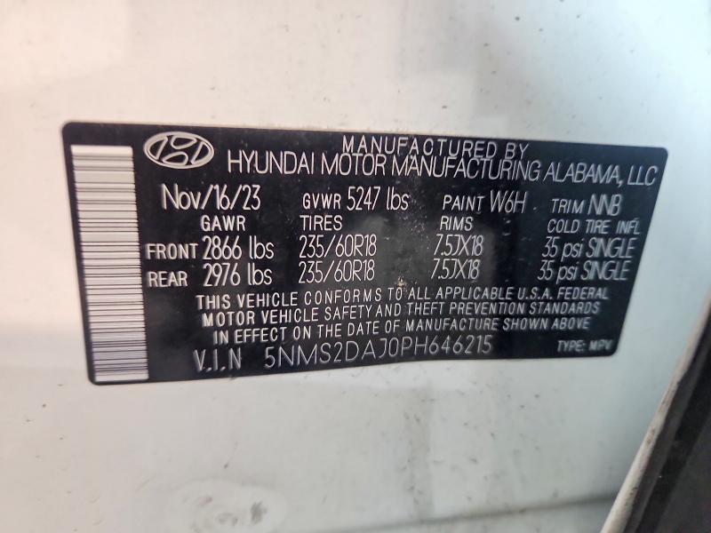 Продаж на аукціоні авто 2023 Hyundai Santa Fe, vin: 5NMS2DAJ0PH646215, номер лоту: 56545426