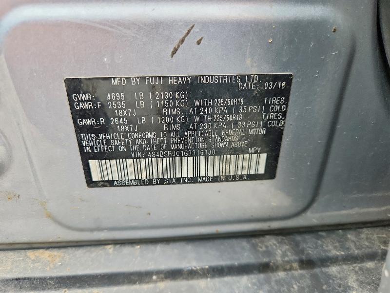 58291256 :رقم المزاد ، 4S4BSBJC1G3316180 vin ، 2016 Subaru Outback مزاد بيع