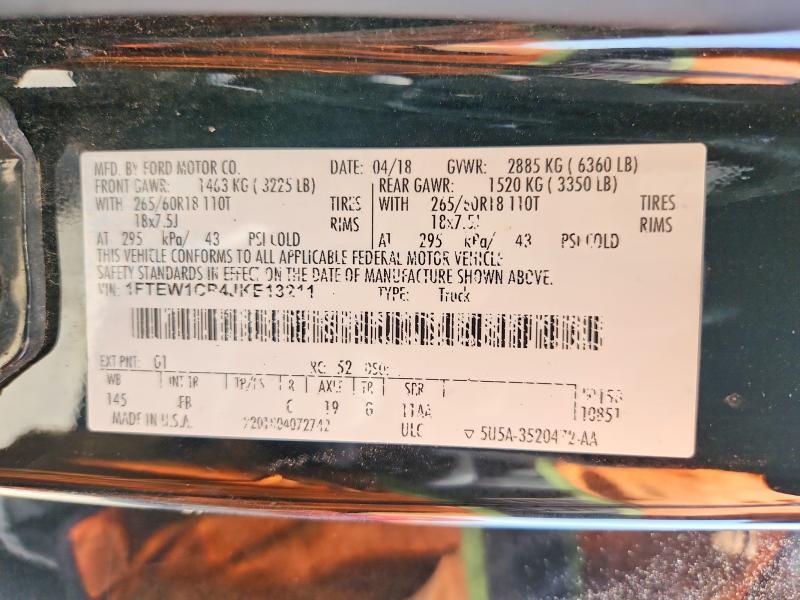 59327936 :رقم المزاد ، 1FTEW1CP4JKE13211 vin ، 2018 Ford F150 مزاد بيع