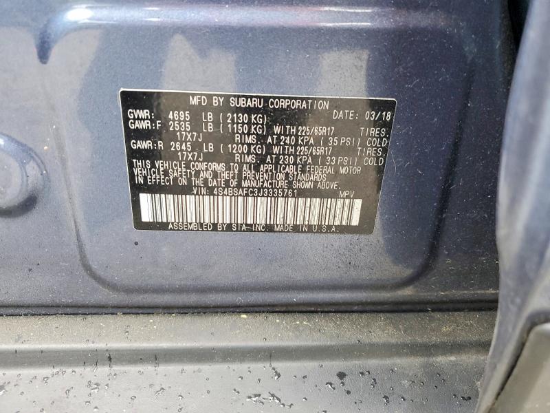 Продаж на аукціоні авто 2018 Subaru Outback, vin: 4S4BSAFC3J3335761, номер лоту: 56538056