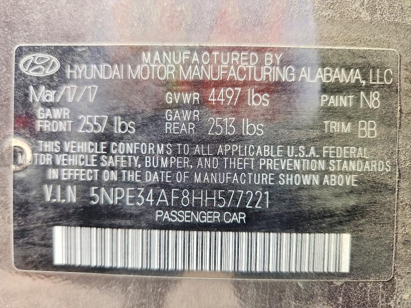 Продажа на аукционе авто 2017 Hyundai Sonata, vin: 5NPE34AF8HH577221, номер лота: 54552836