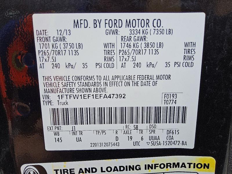 Aukcja sprzedaży 2014 Ford F150, vin: 1FTFW1EF1EFA47392, numer aukcji: 54619046