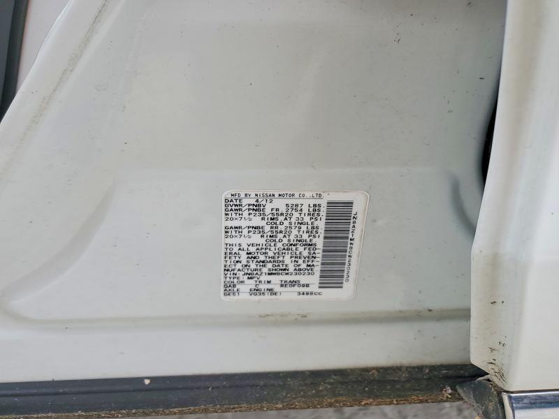 Продажа на аукционе авто 2012 Nissan Murano, vin: JN8AZ1MW8CW230230, номер лота: 56508106