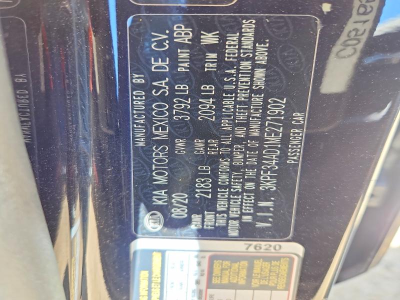 2021 Kia Forte მანქანა იყიდება აუქციონზე, vin: 3KPF34AD1ME271902, აუქციონის ნომერი: 57850606