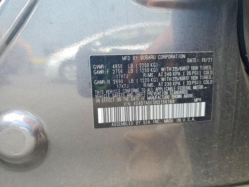 2022 Subaru Outback მანქანა იყიდება აუქციონზე, vin: 4S4BTADC5N3156160, აუქციონის ნომერი: 57515826