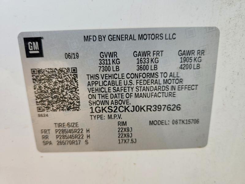 Продажа на аукционе авто 2019 Gmc Yukon, vin: 1GKS2CKJ0KR397626, номер лота: 57142776